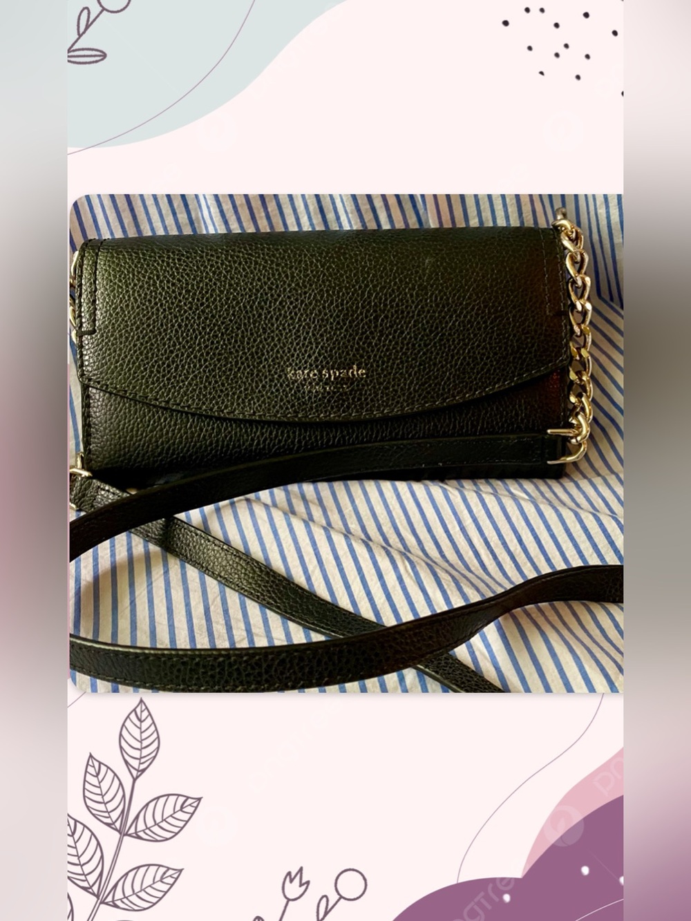 Kate Spade Black Pebbled Leather Chain Strap Crossbody